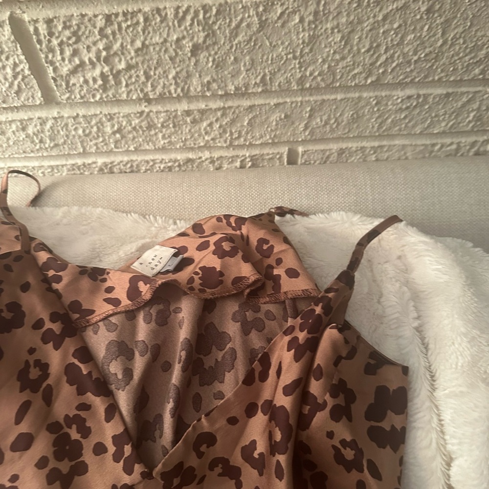 a new day Leopard Satin Cami in Tan and Brown